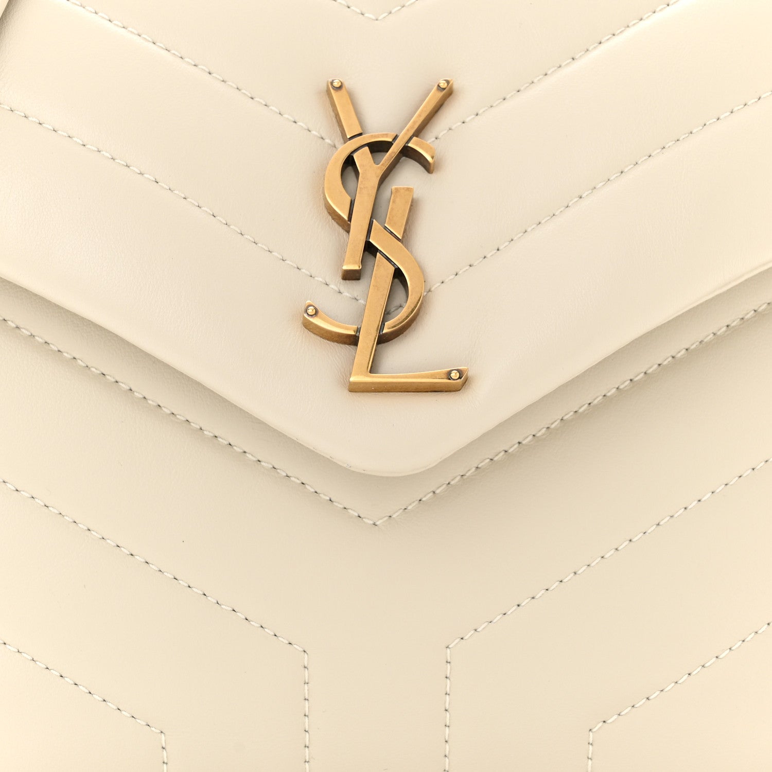 Saint Laurent Calfskin Y Quilted Monogram Small Loulou Chain Satchel Crema Soft 8 of 10