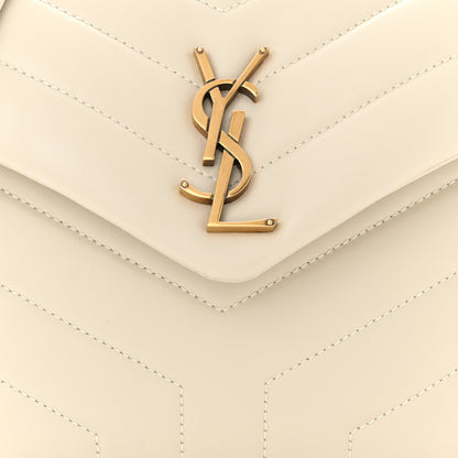 Saint Laurent Calfskin Y Quilted Monogram Small Loulou Chain Satchel Crema Soft 8 of 10