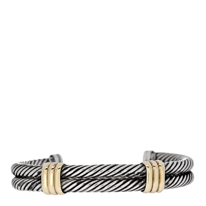 David Yurman Sterling Silver 14K Yellow Gold 10mm Double Bracelet 1 of 4