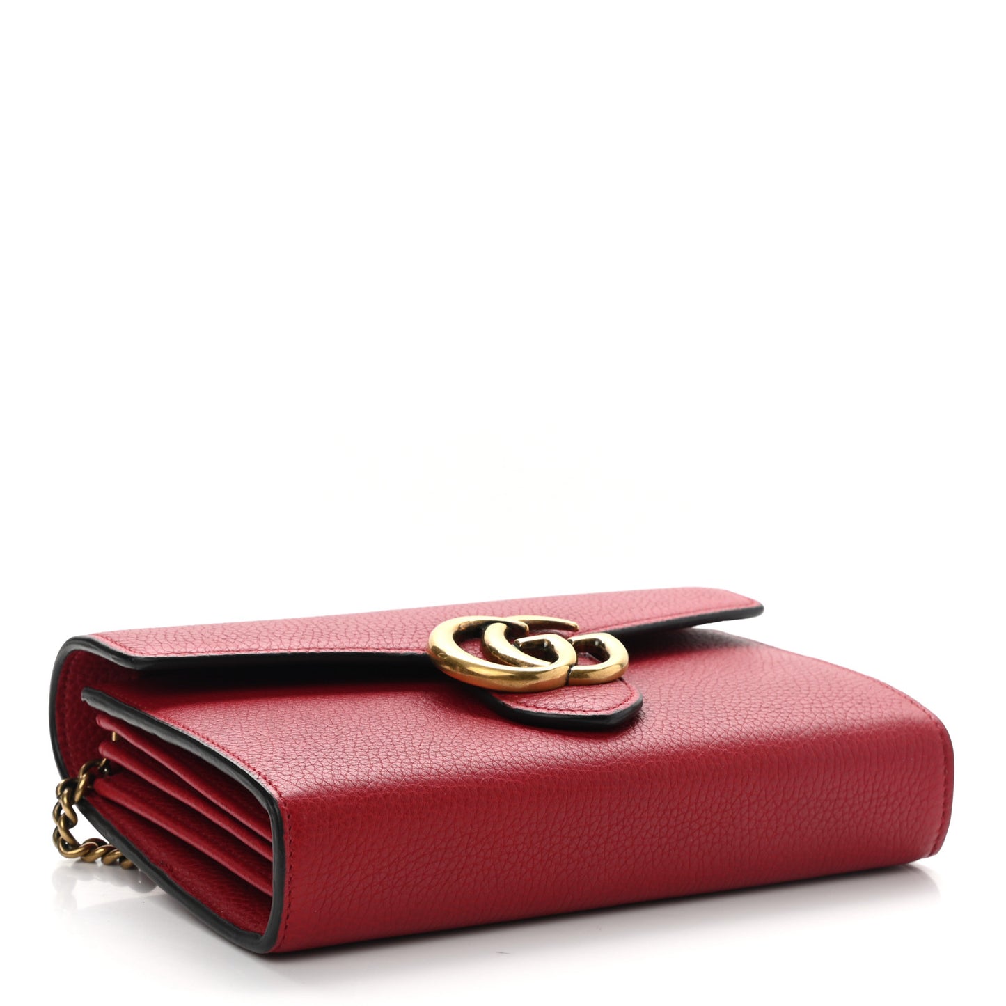 Calfskin GG Marmont Chain Wallet Vulcanic Red