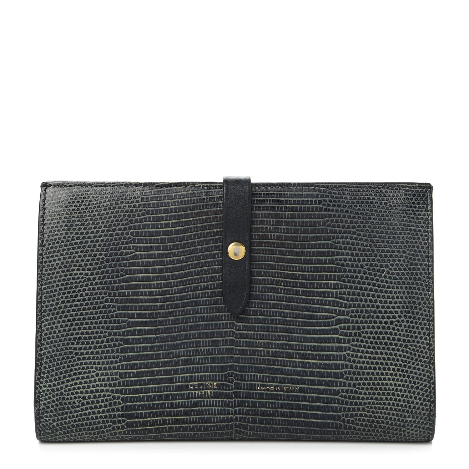 Celine Lizard Calfskin Large Multifunction Strap Wallet Black 1 of 9
