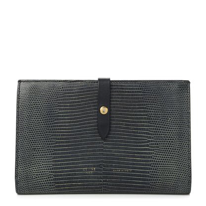 Celine Lizard Calfskin Large Multifunction Strap Wallet Black 1 of 9