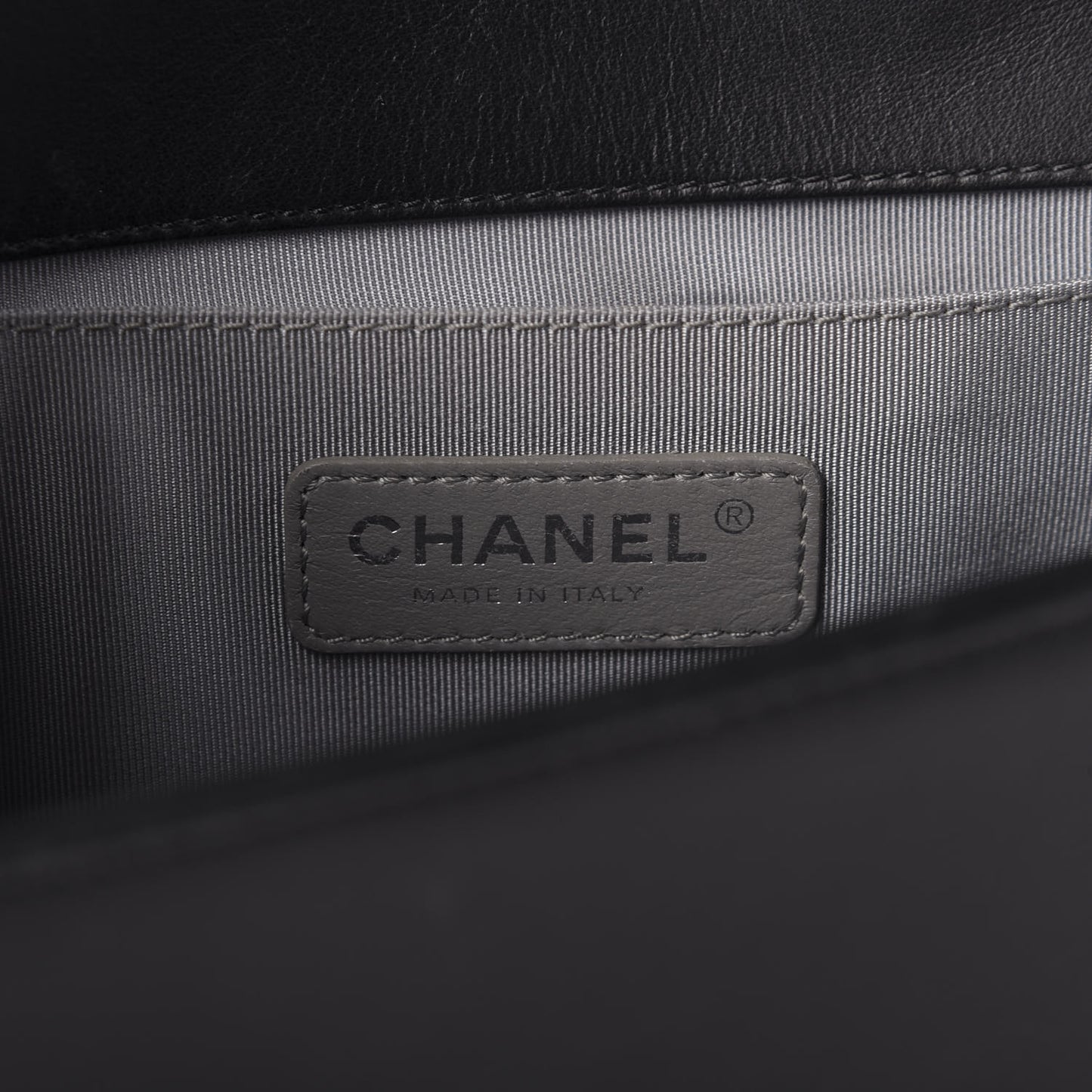 Calfskin Chevron Quilted Medium Boy Flap Black