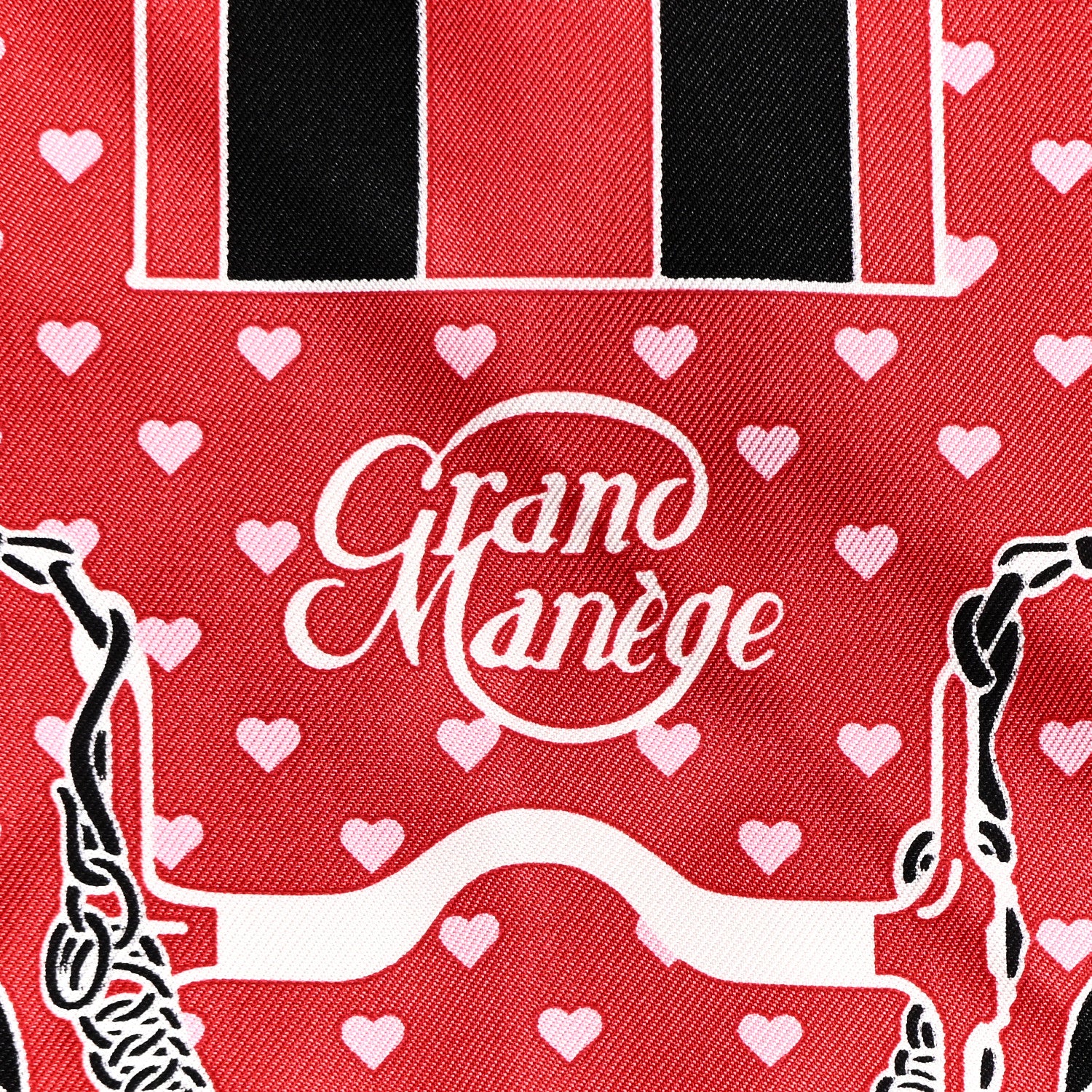 Hermes Silk Grand Manege Cut Bandana Love Scarf 70 Rouge Rose Black 5 of 6