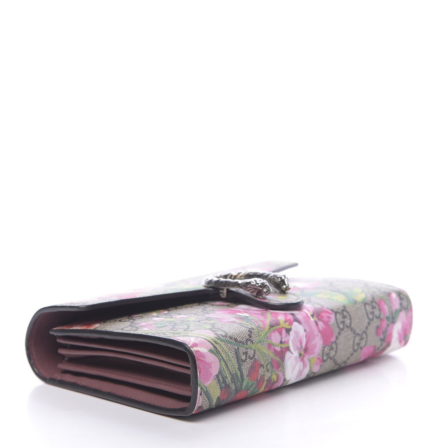 GG Supreme Monogram Blooms Mini Dionysus Chain Wallet Beige Multicolor Dry Rose