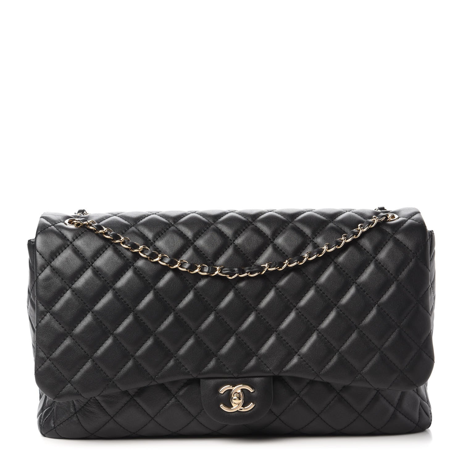 Chanel Metallized Calfskin Quilted Small XXL Travel Flap Bag Black 1 of 11