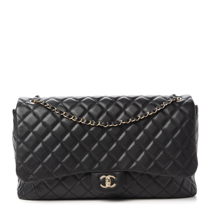 Chanel Metallized Calfskin Quilted Small XXL Travel Flap Bag Black 1 of 11