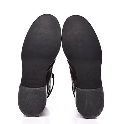 Louis Vuitton Calfskin Monogram Wonderland Flat Ranger Boots 39 Black 5 of 8