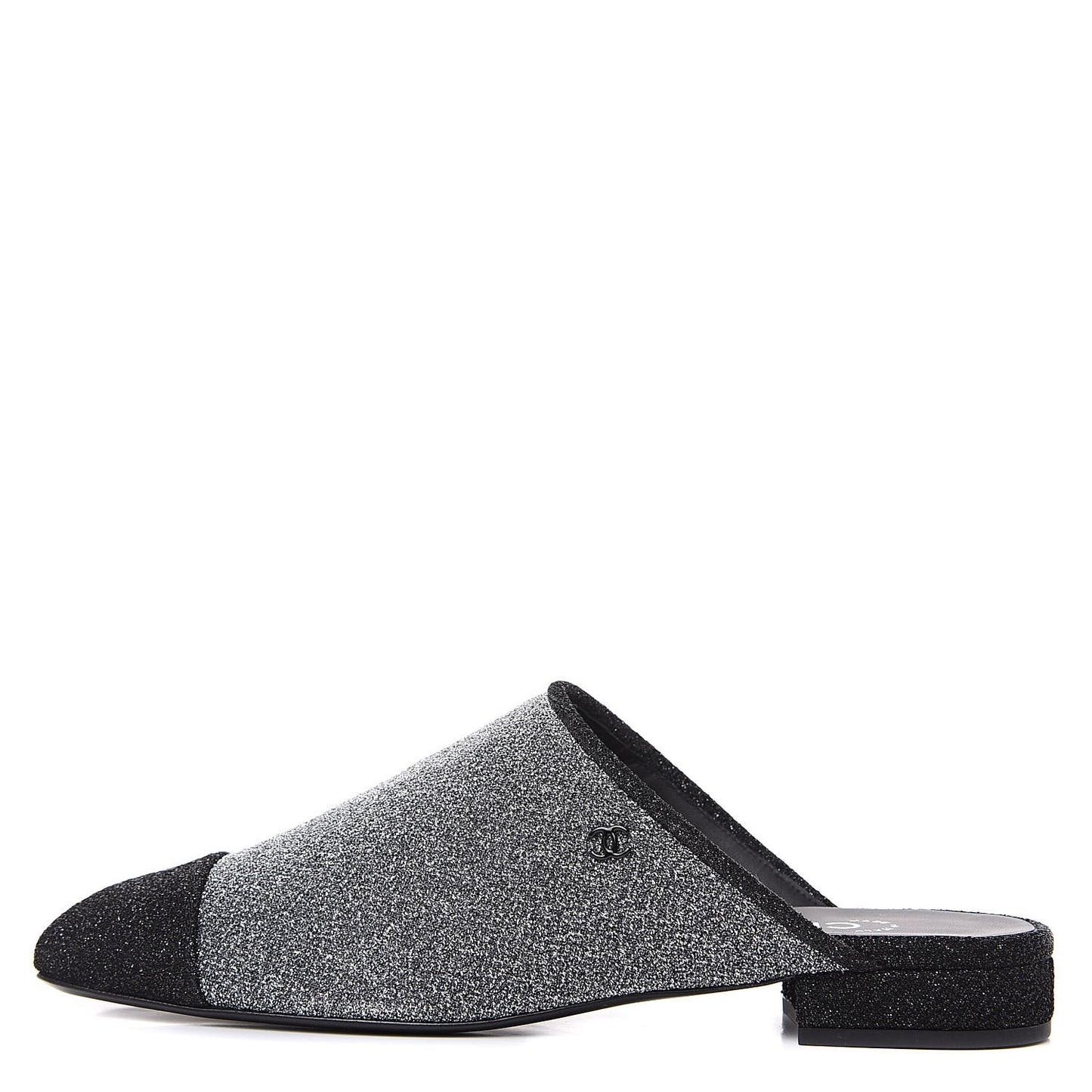 Fantasy Fabric Mules 38.5 Dark Silver Black