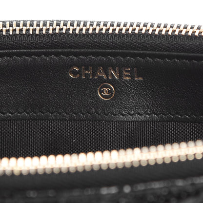 Chanel Crackled Patent Calfskin Quilted Small Clutch With Pearl Chain Black 6 of 11