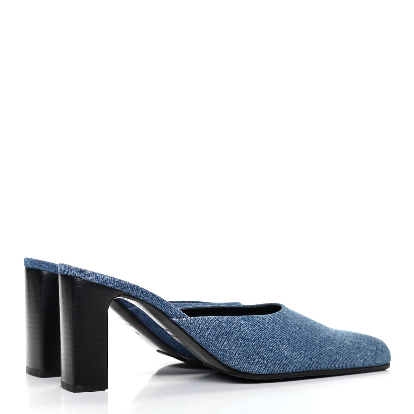 Denim Block Heel Mules 39 Blue
