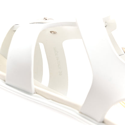 Prada Foam Rubber Metal Triangle Logo Monolith 55mm Cage Sandals 38 White 9 of 10