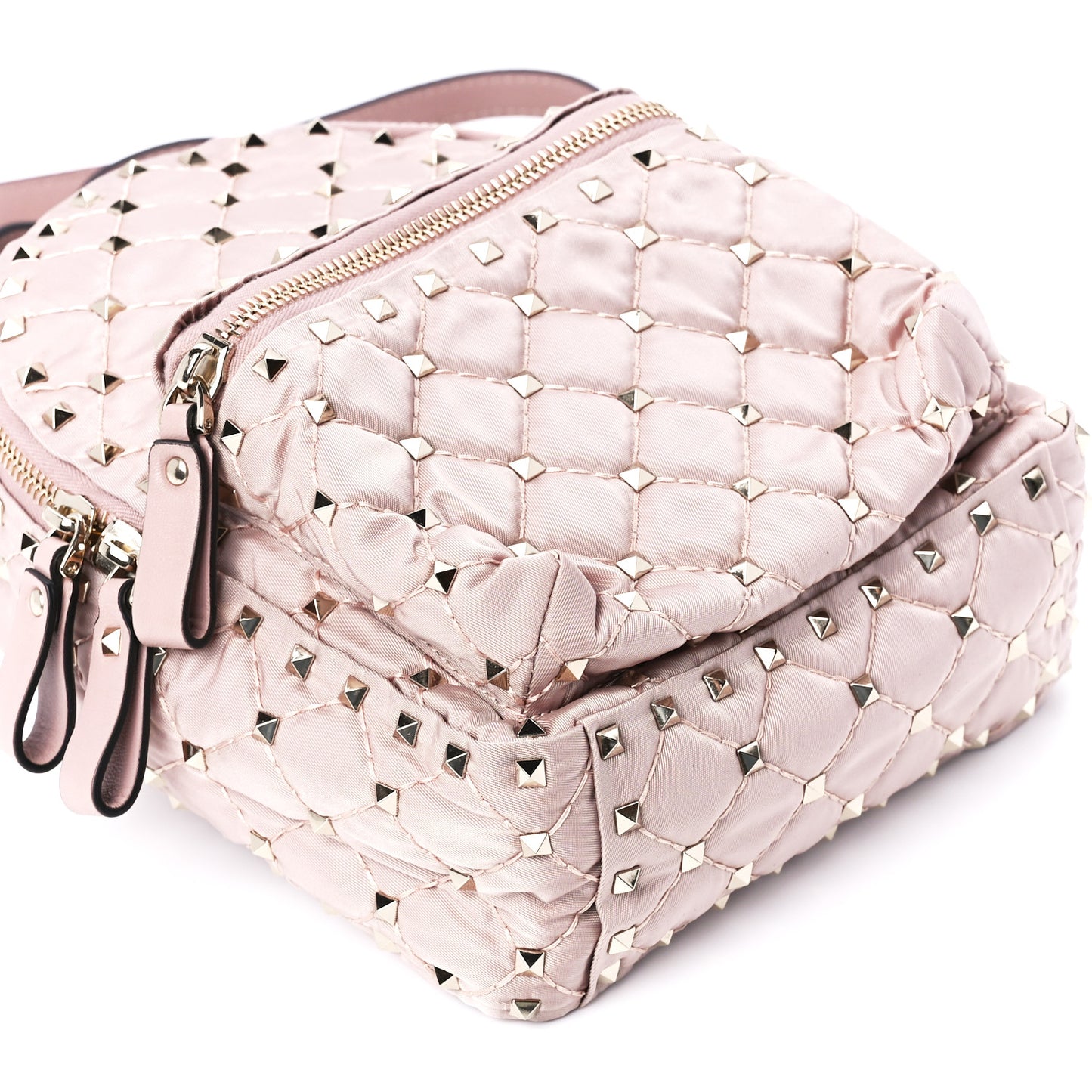 Nylon Quilted Mini Rockstud Spike Backpack Dusty Rose