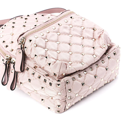 Valentino Garavani Nylon Quilted Mini Rockstud Spike Backpack Dusty Rose 10 of 11