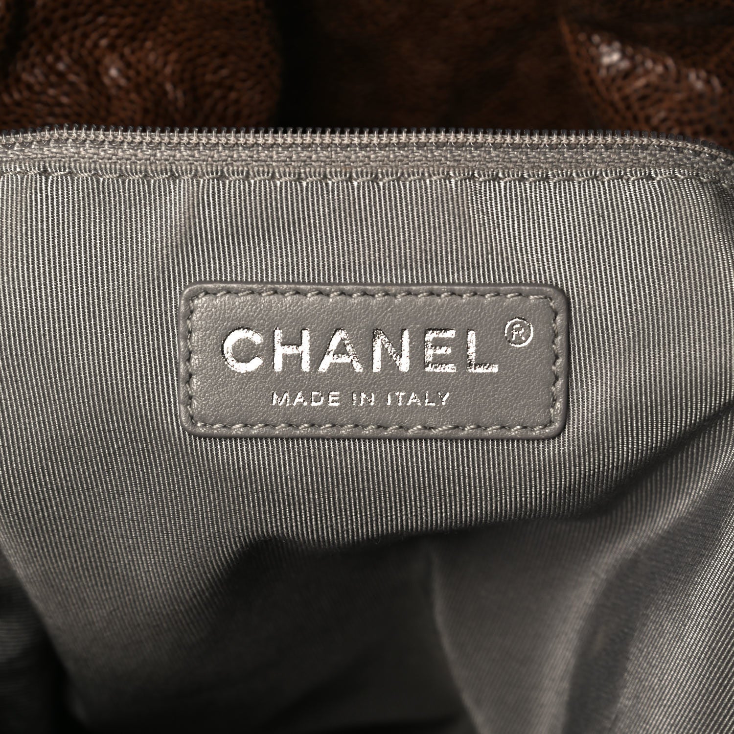 Chanel Distressed Glazed Caviar Quilted Large Elastic Tote Brown 6 of 13