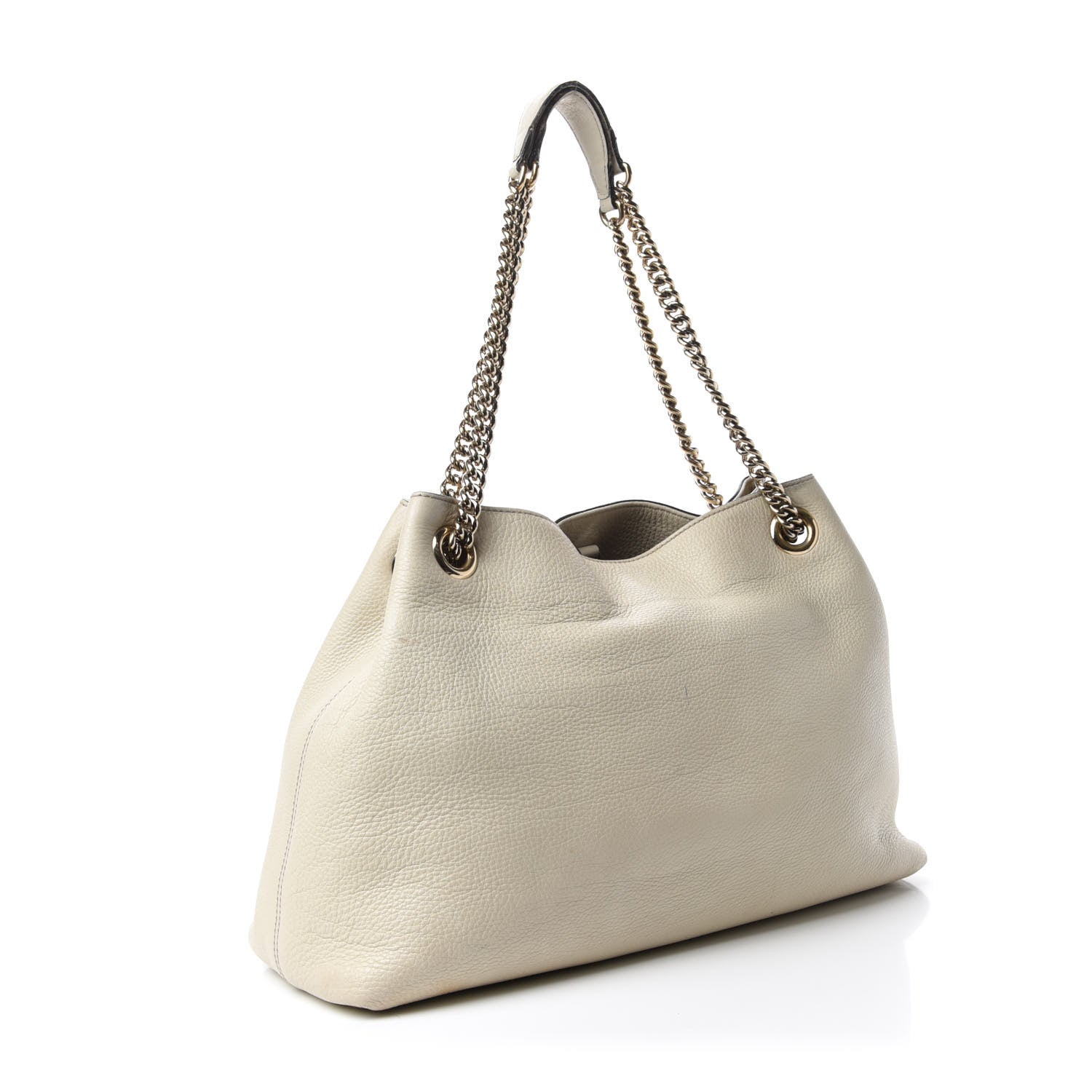 Gucci Pebbled Calfskin Medium Soho Chain Shoulder Bag Off White 3 of 16