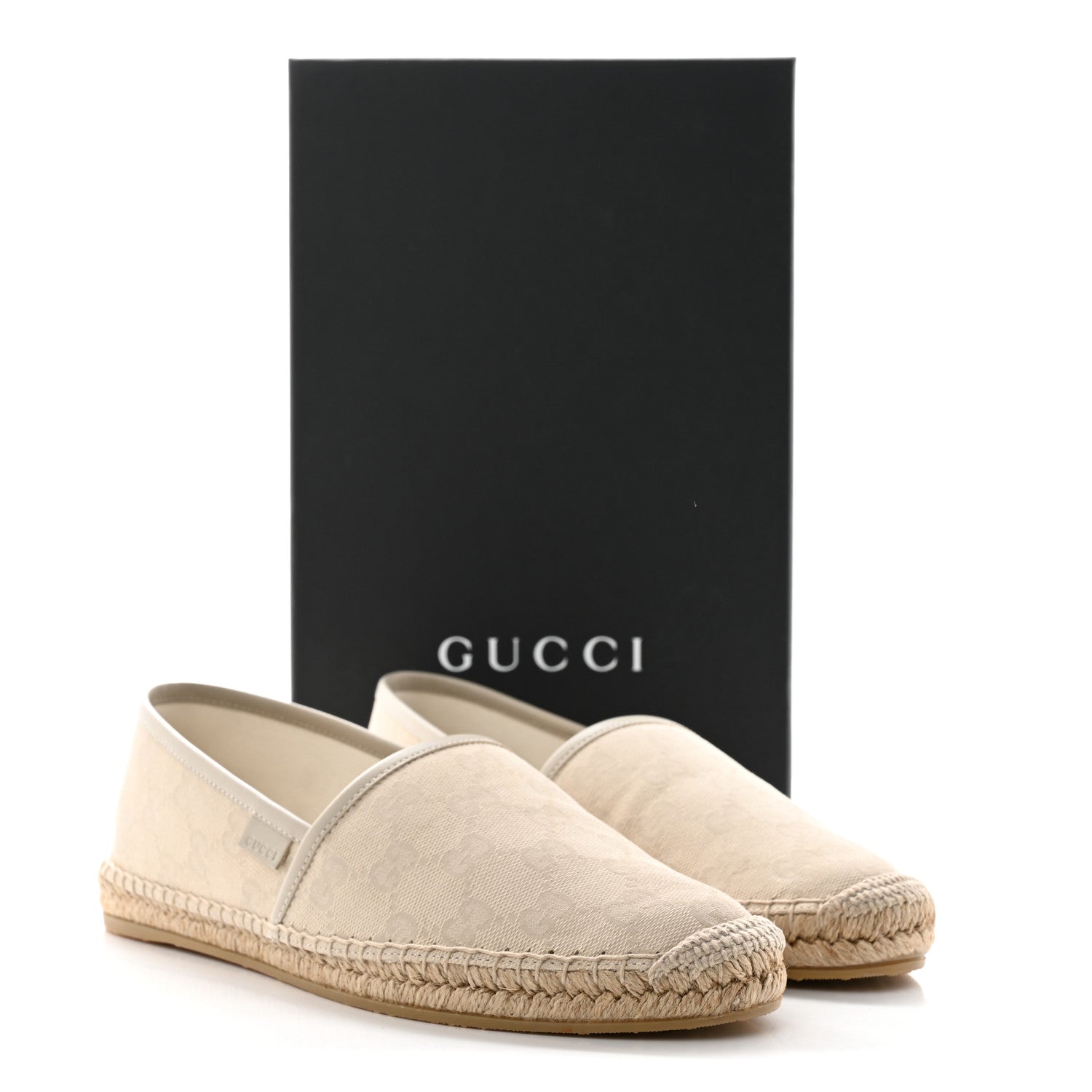 Gucci Washed Cotton Miro Soft Calfskin GG Monogram Espadrilles 39.5 White Mystic White 10 of 10