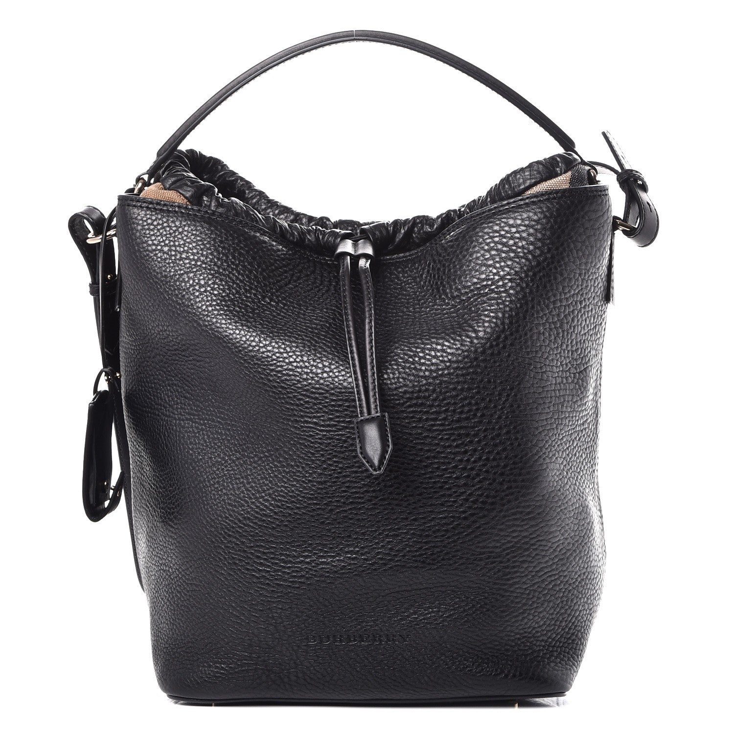 Burberry Grainy Calfskin Medium Check Ashby Hobo Black 1 of 9
