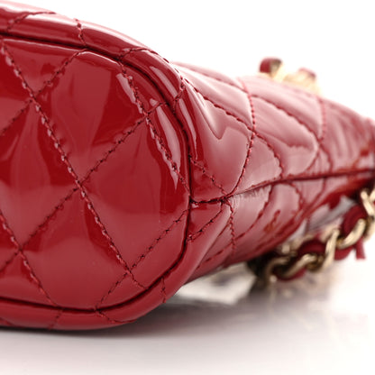 Chanel Patent Calfskin Quilted Shiny Coco Clutch With Chain Red 10 of 11