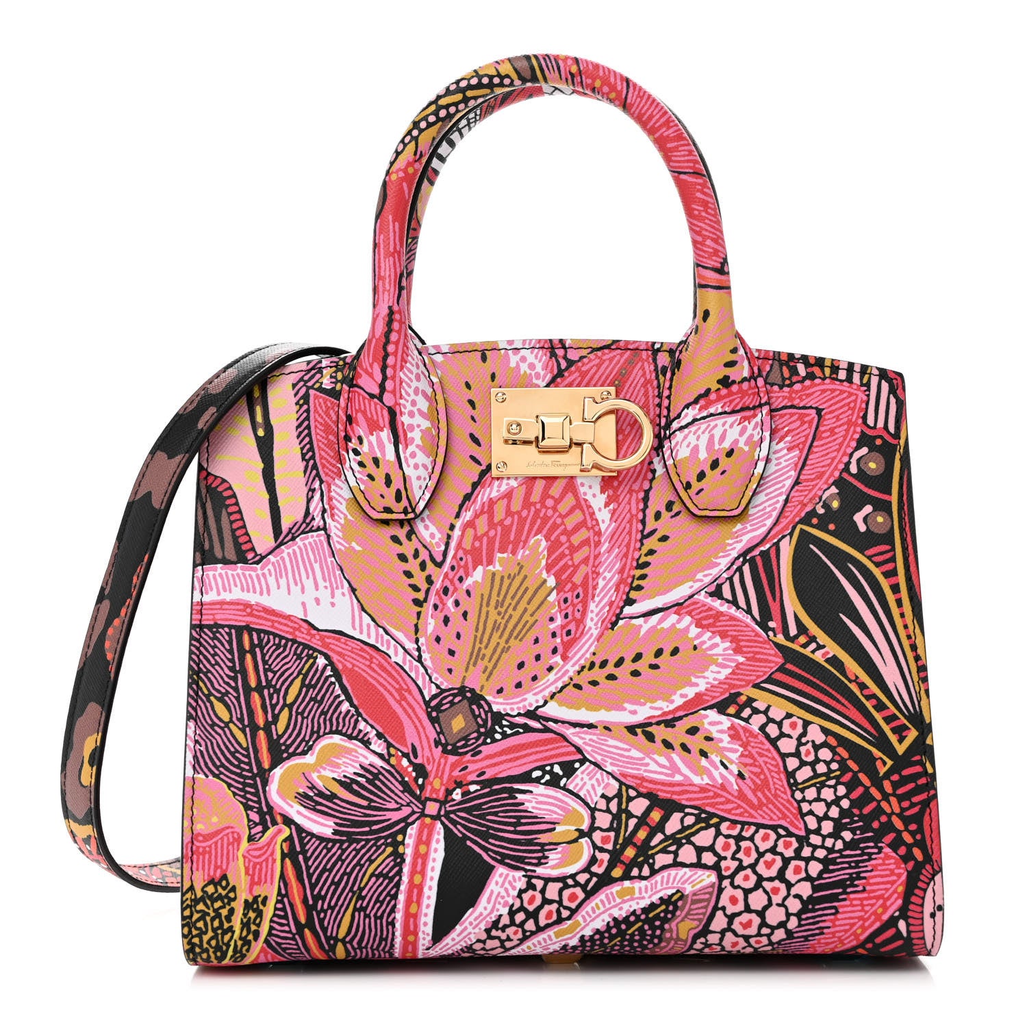 Salvatore Ferragamo Calfskin Batik Print Small The Studio Bag Multicolor 1 of 10