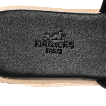 Hermes Calfskin Cork Eze 30 Sandals 35 Black 5 of 7