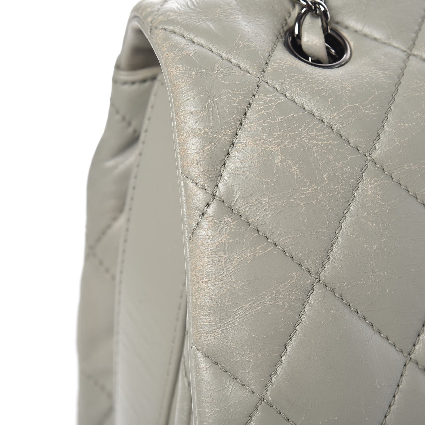 Lambskin Quilted 3 Large Flap Grey