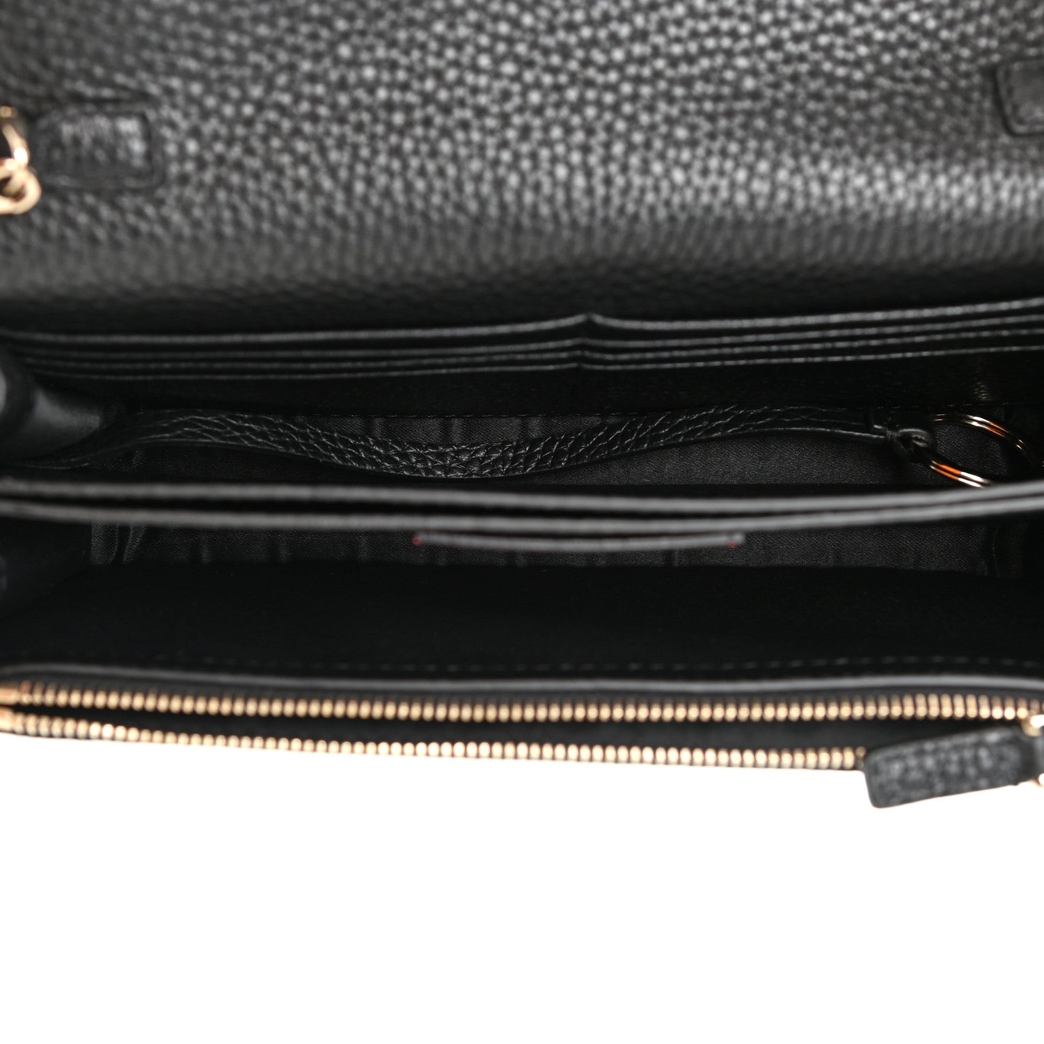 Valentino Garavani Pebbled Calfskin Rockstud Flap Wallet On Chain Black 5 of 12