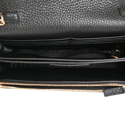 Valentino Garavani Pebbled Calfskin Rockstud Flap Wallet On Chain Black 5 of 12