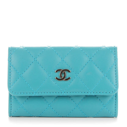 Chanel Lambskin Quilted Card Holder Turquoise 1 of 8