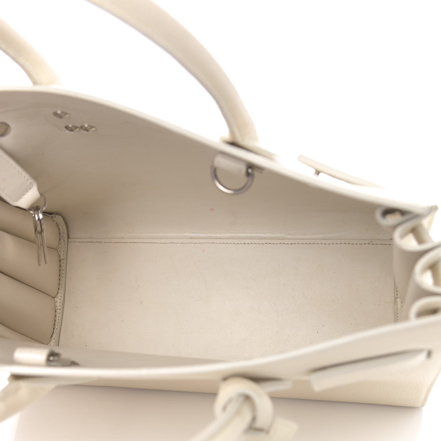Grained Calfskin Baby Sac De Jour White