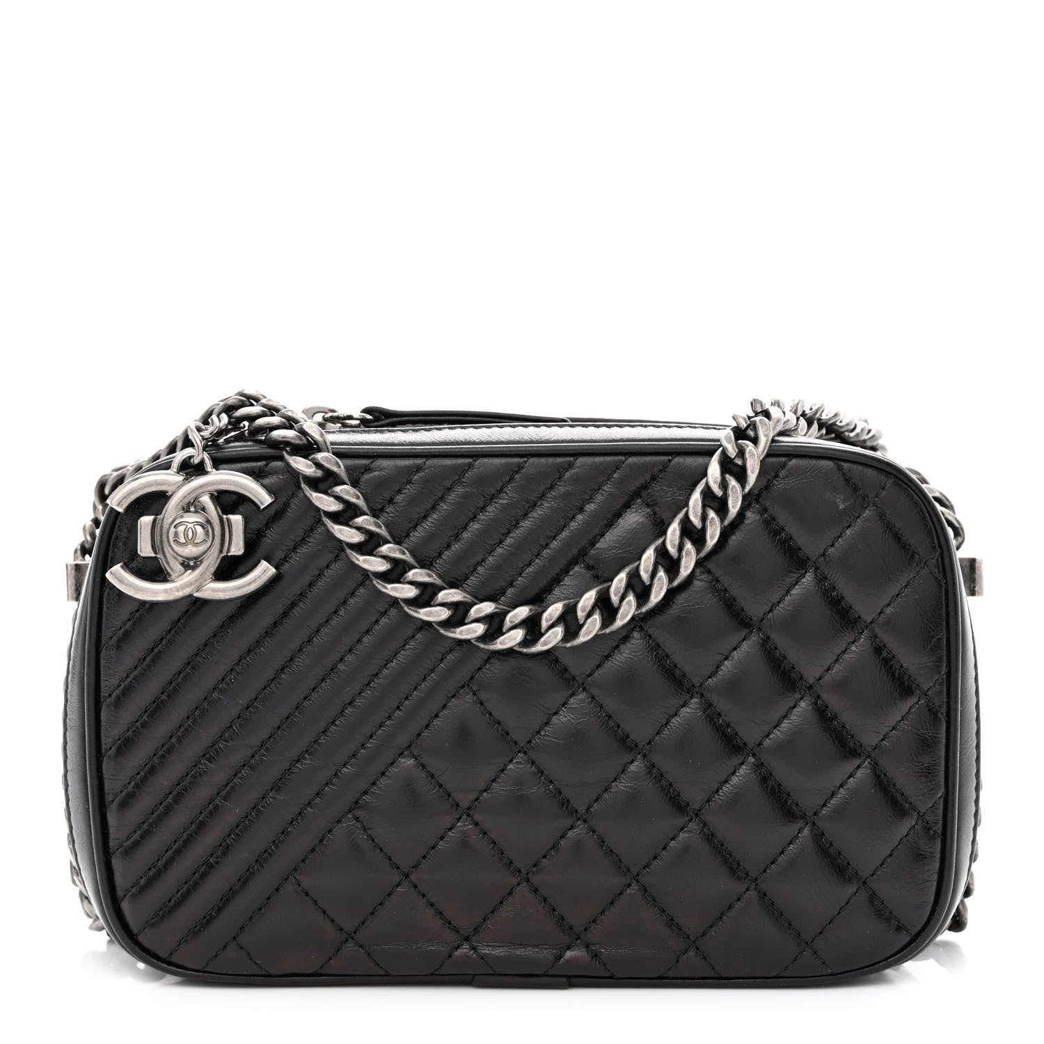 Chanel Glazed Calfskin Small Coco Boy Camera Case Black 1 of 12