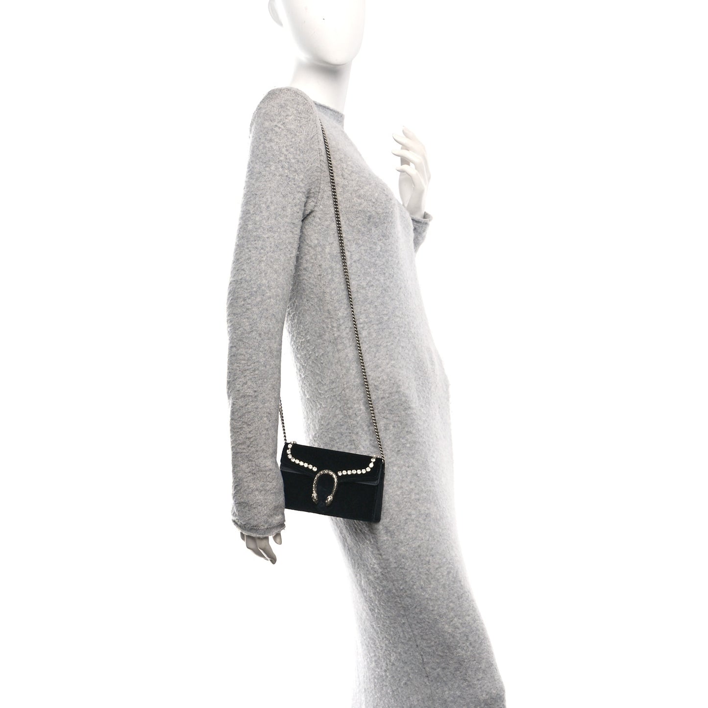Velvet Crystal Super Mini Dionysus Shoulder Bag Black