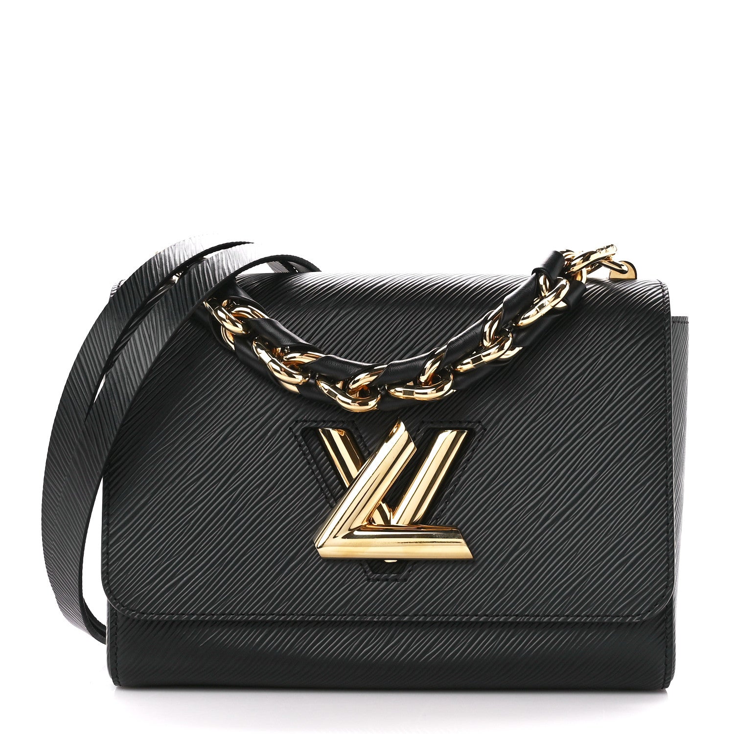 Louis Vuitton Epi Twist Braided Strap Shoulder Bag MM Black 3 of 10