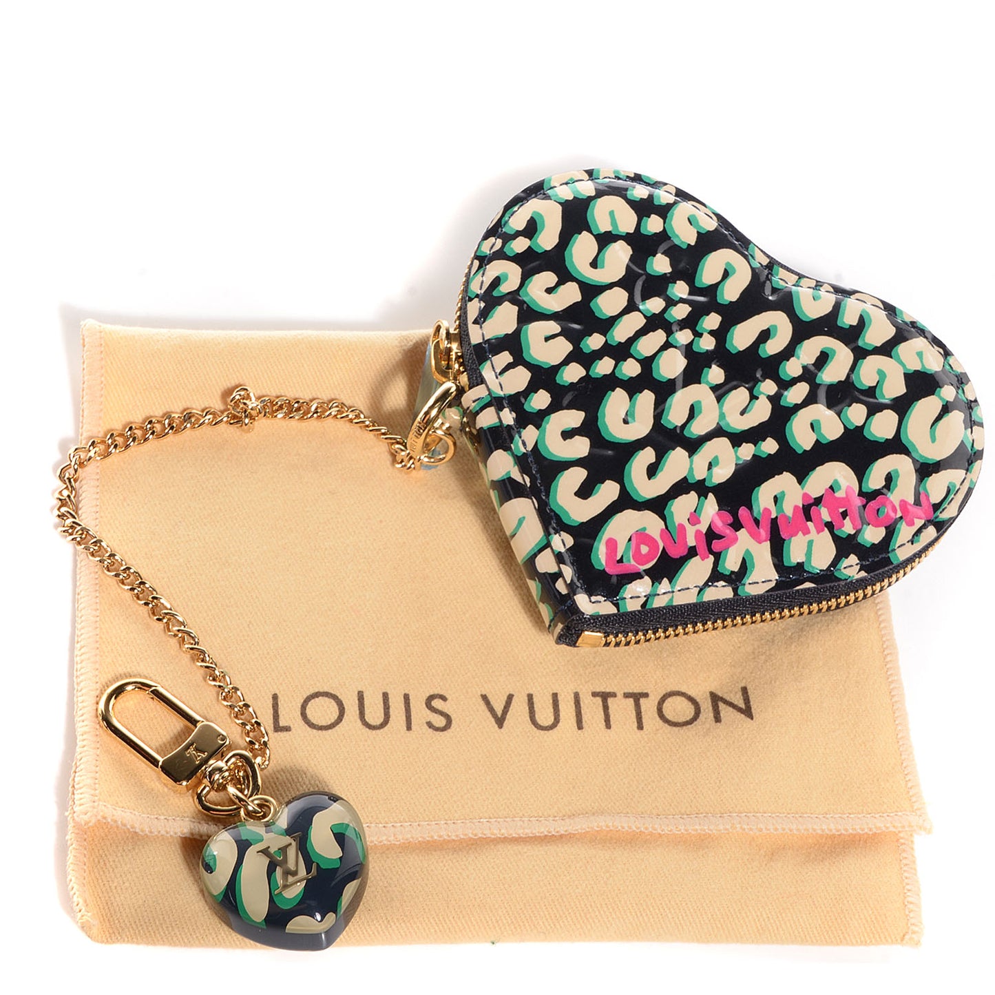 Vernis Leopard Coeur Heart Coin Purse Blue Infini