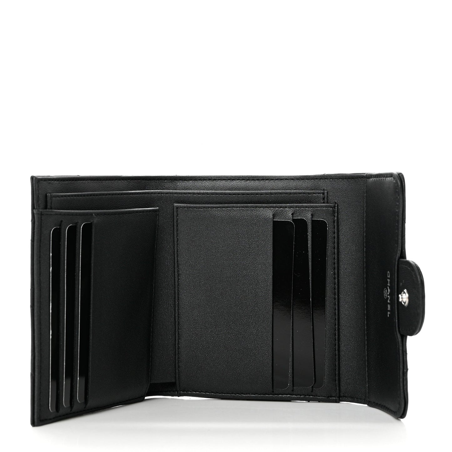 Lambskin Quilted Compact Flap Wallet So Black