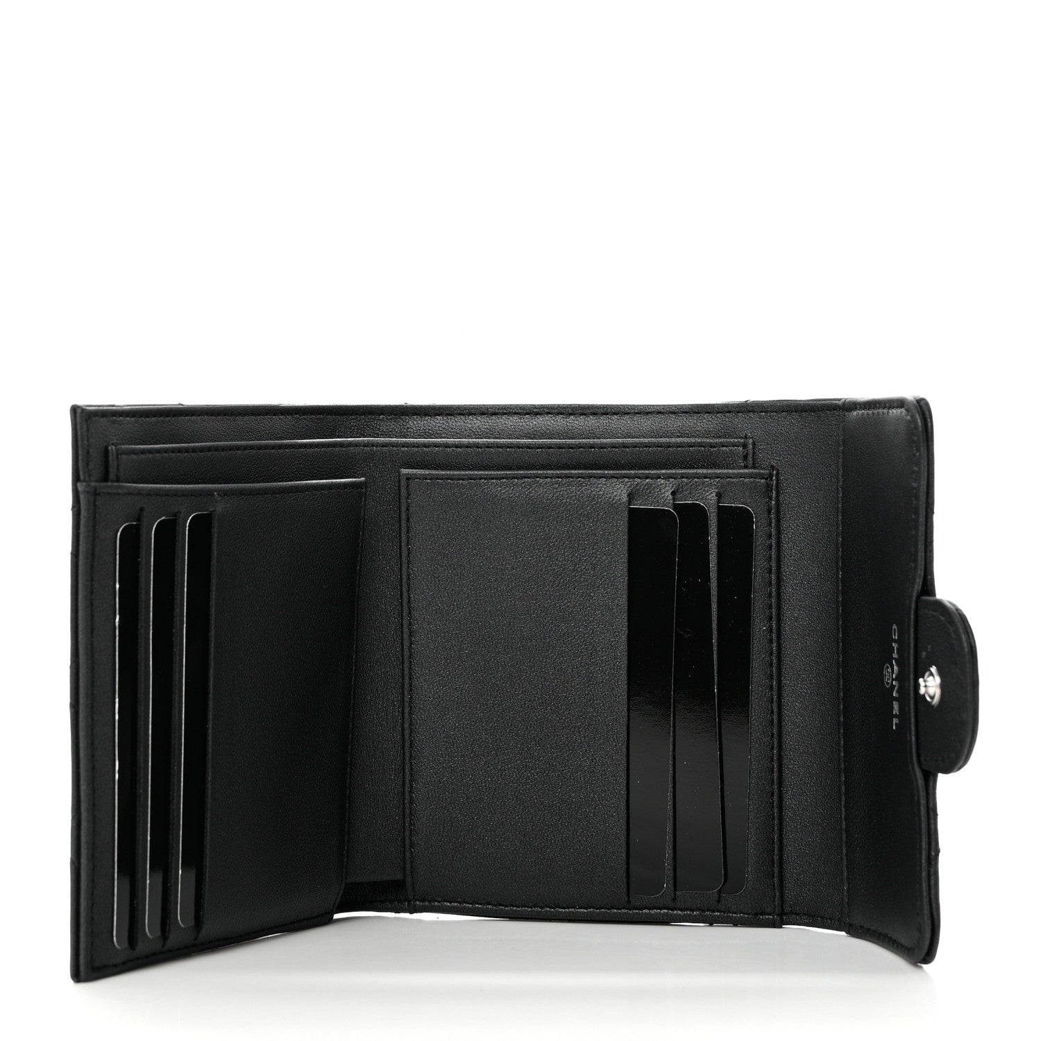 Chanel Lambskin Quilted Compact Flap Wallet So Black 5 of 8