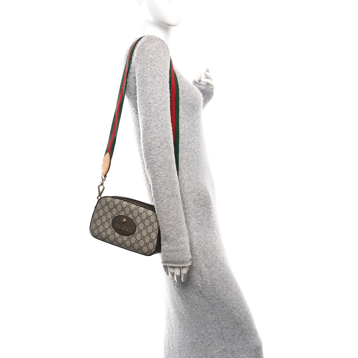 Gucci GG Supreme Monogram Web Neo Vintage Shoulder Bag Beige New Acero Crop 2 of 17