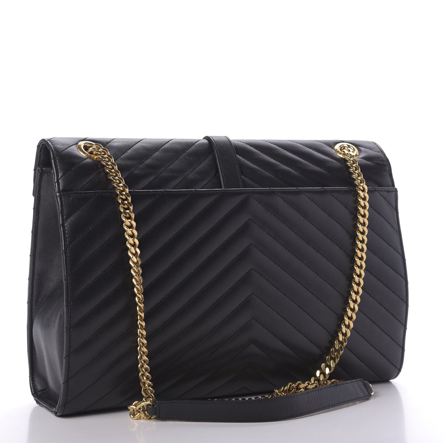 Smooth Calfskin Matelasse Chevron Large Monogram Satchel Black