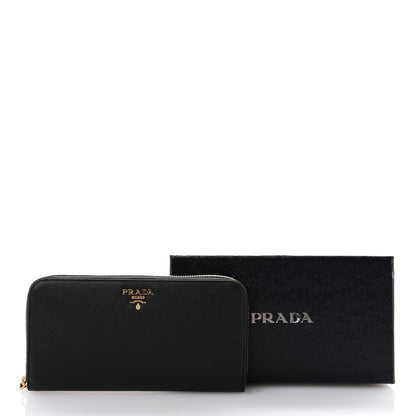 Prada Saffiano Metal Zip Around Wallet Black 8 of 8