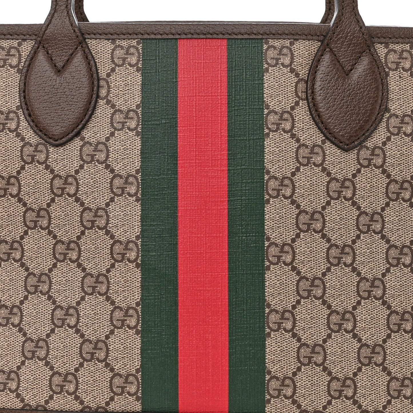 GG Supreme Monogram Textured Dollar Calfskin Web Small Ophidia Tote Beige Ebony New Acero