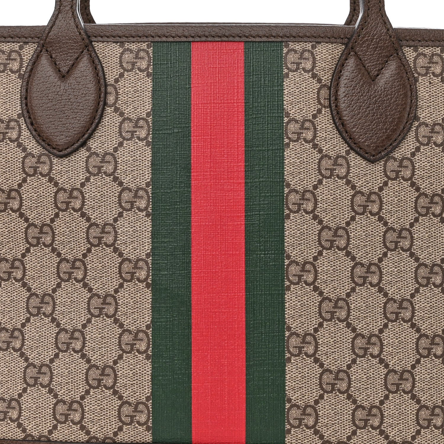 Gucci GG Supreme Monogram Textured Dollar Calfskin Web Small Ophidia Tote Beige Ebony New Acero 9 of 11