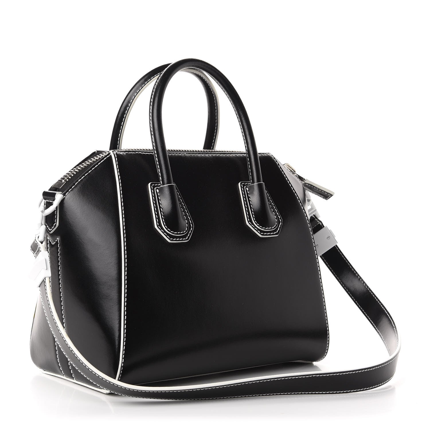 Givenchy Calfskin Contrast Topstitch Small Antigona Black White 3 of 10