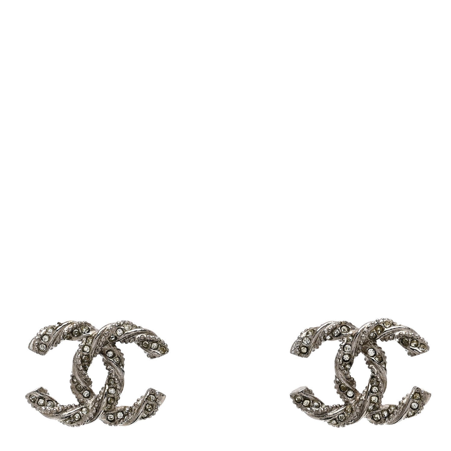 Crystal Twisted CC Earrings Silver