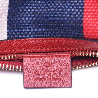 Gucci Canvas Sylvie Stripe Logo Cosmetic Case Mystic White Hibiscus Red Maritime 8 of 11