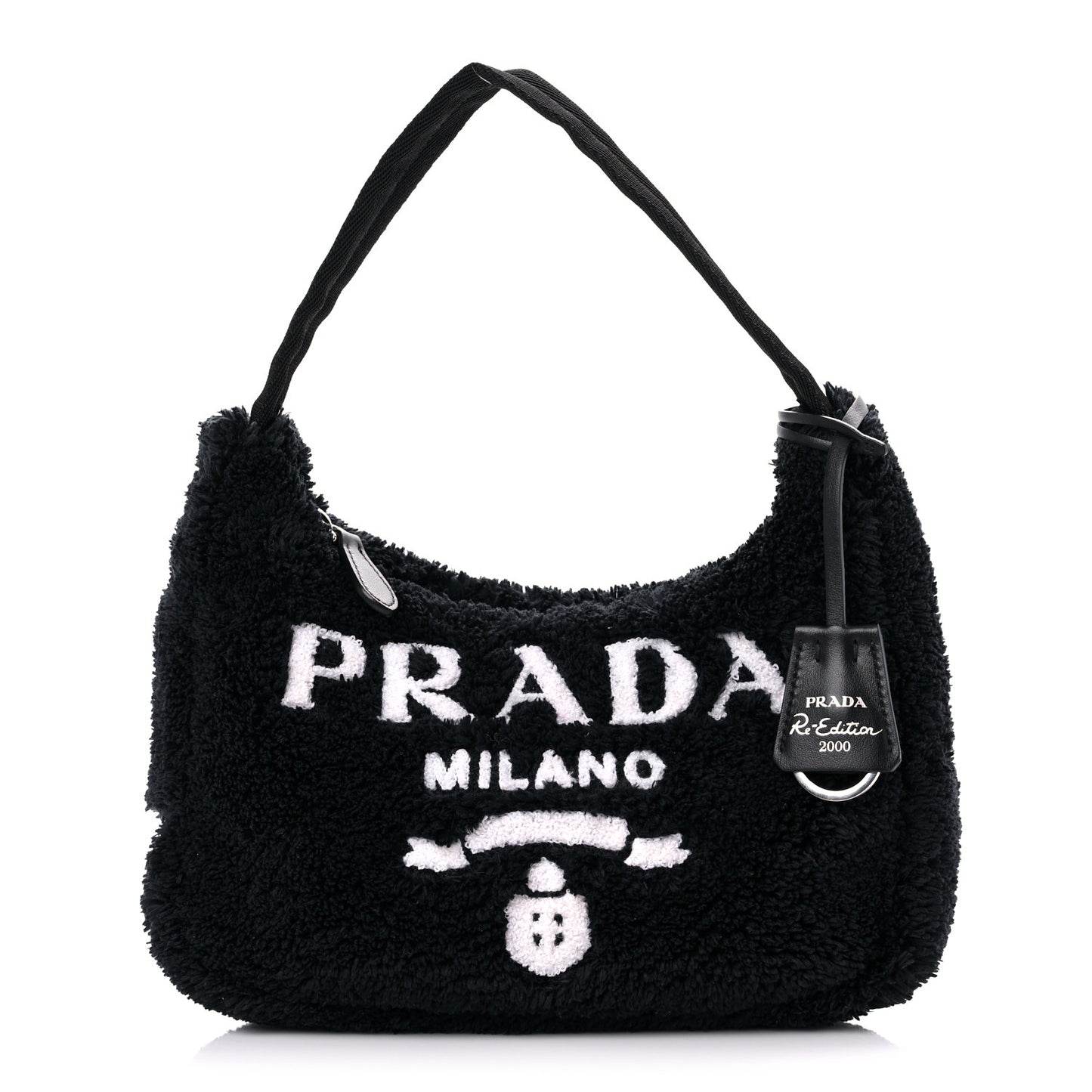 Terry Cloth Mini Re-Edition 2000 Bag Black White