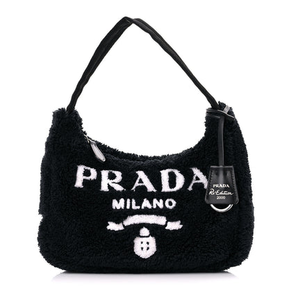 Prada Terry Cloth Mini Re-Edition 2000 Bag Black White 1 of 10