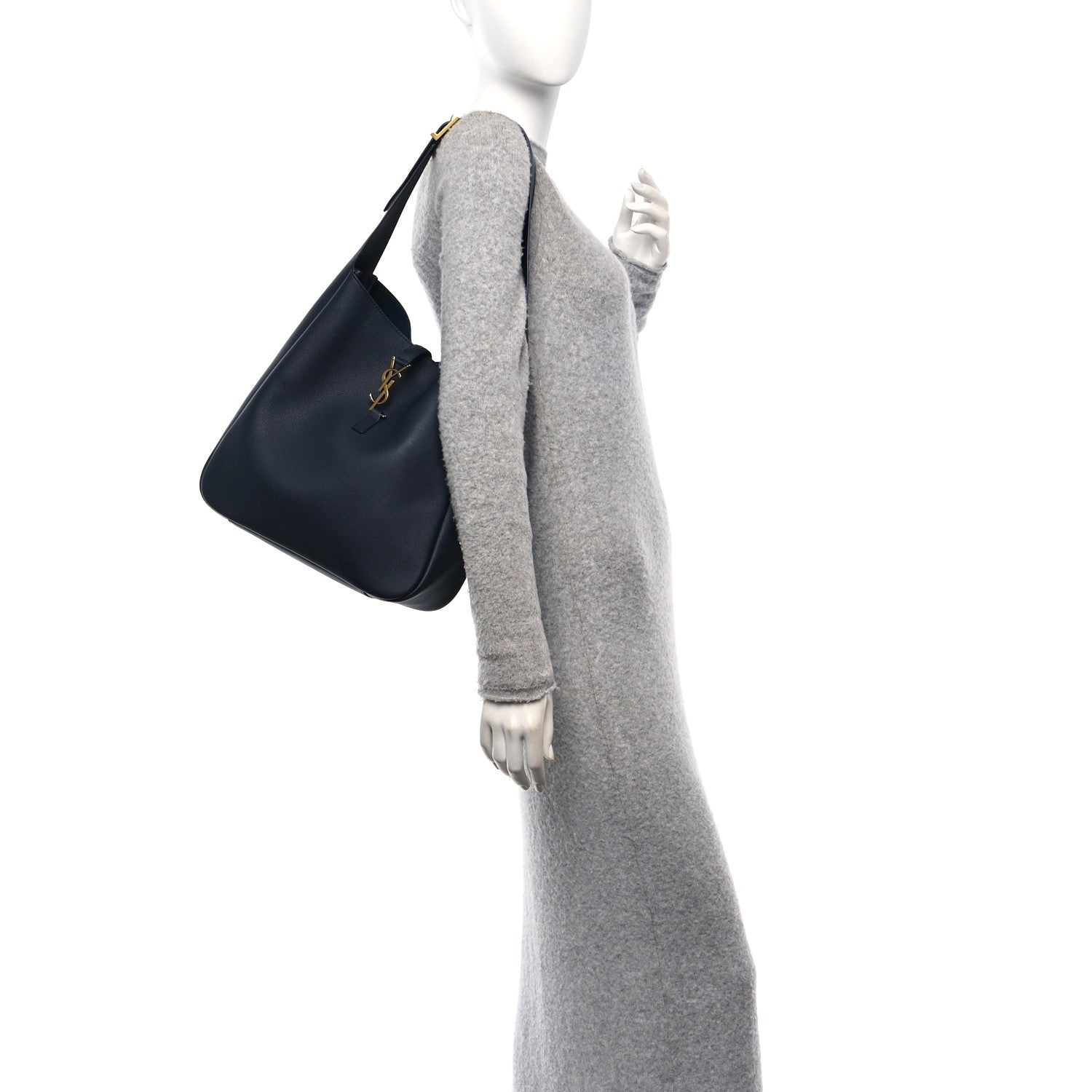 Saint Laurent Supple Calfskin Large Le 5 A 7 Soft Hobo Bleu Abysse 2 of 10