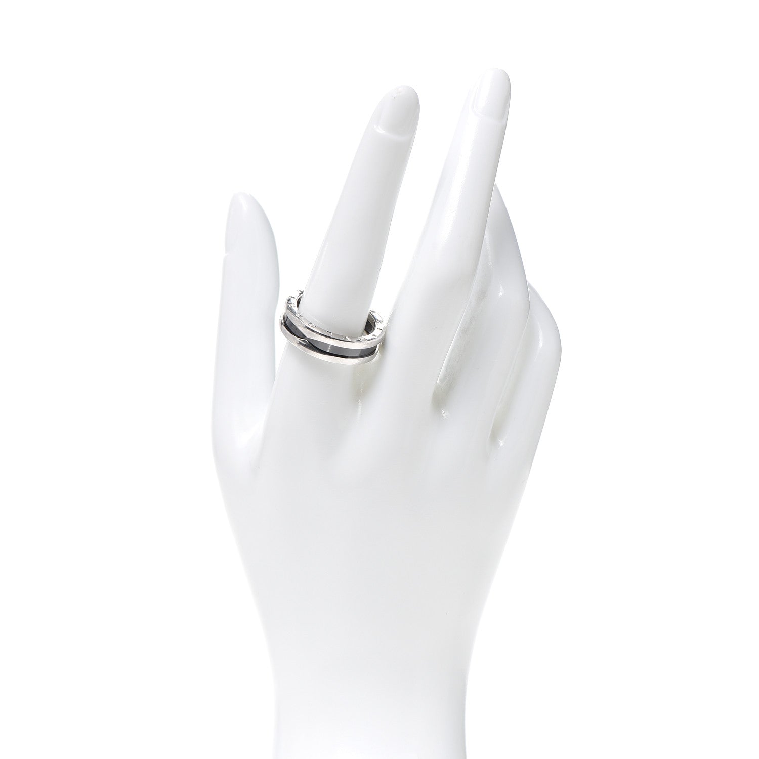 Bulgari Sterling Silver Ceramic Save The Children One-Band Ring 62 10 2 of 5