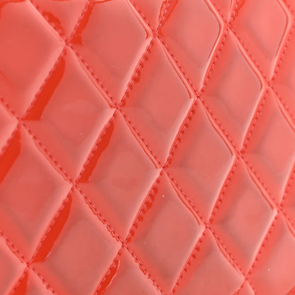 Chanel Patent Quilted Clutch with Chain Flap Dark Pink 12 of 13