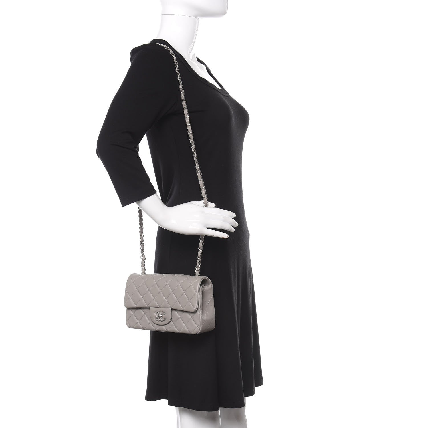 Chanel Lambskin Quilted Mini Rectangular Flap Grey 2 of 10